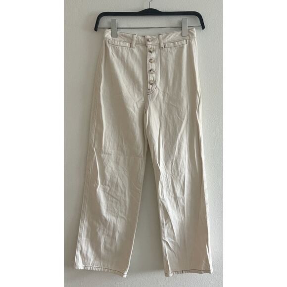 Reformation Lexi High Rise Wide Leg Button Fly Jeans Ivory Size 27 - Picture 1 of 10